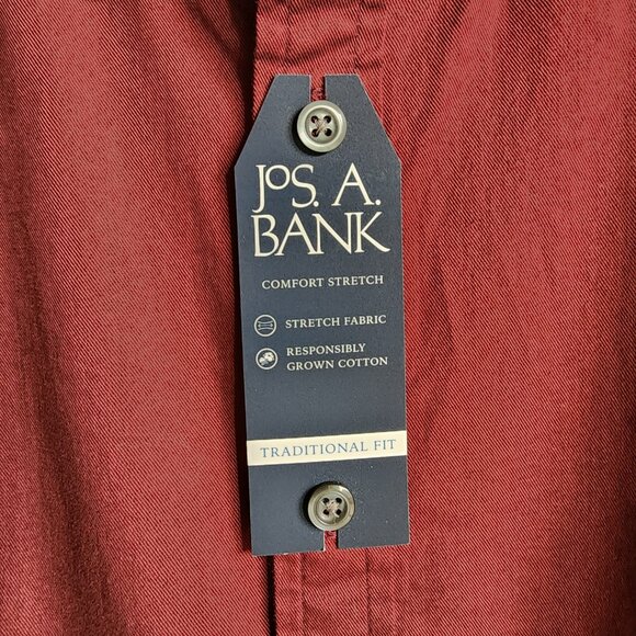 3XL Red Shirt Maroon Burgundy Jos A Bank New Oxford Button Down Traditional Fit - Picture 5 of 16